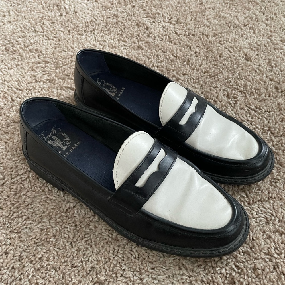 Cole Haan Black and White Women's Penny Loafers